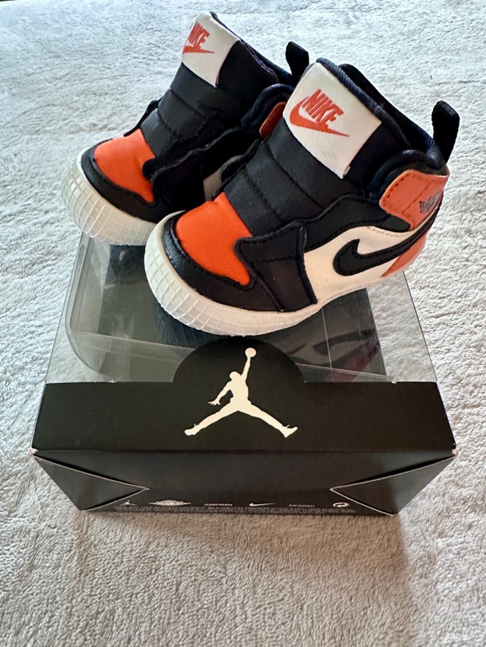 Nike Air Jordan 1 Crib Bootie - Sail/Black-Starfish - 2C NEW IN BOX